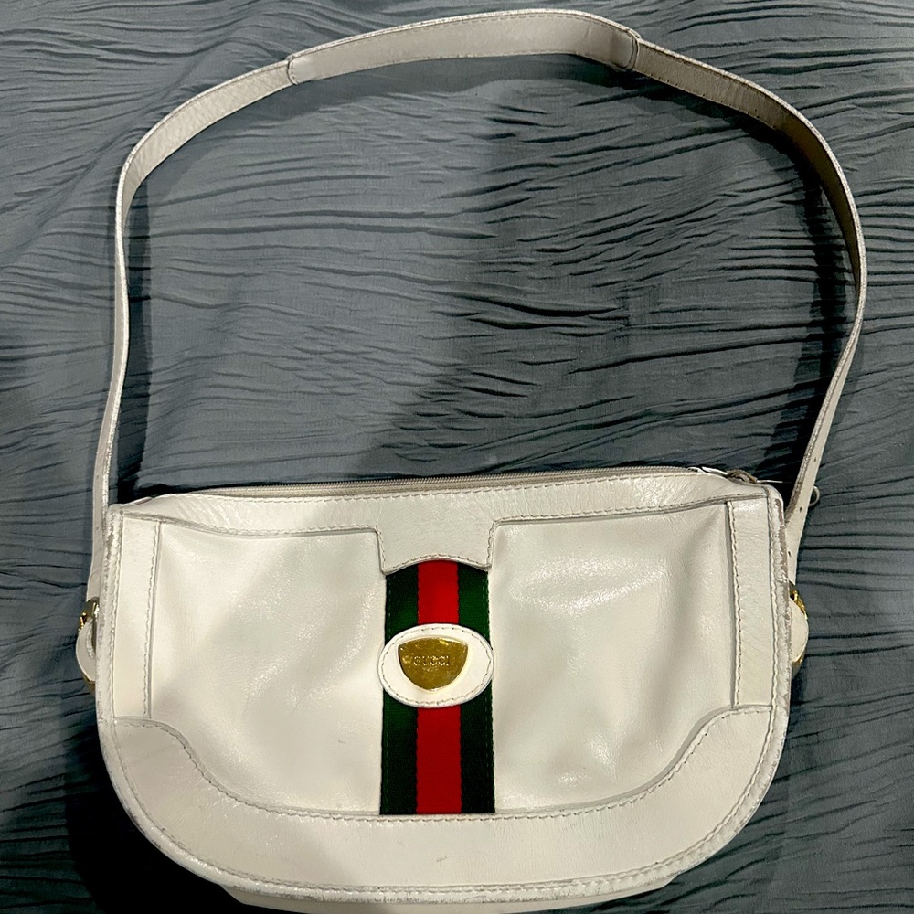 Gucci vintage shoulder bag white leather